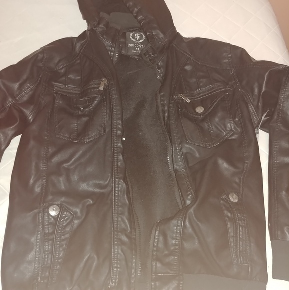 indigo star leather jacket